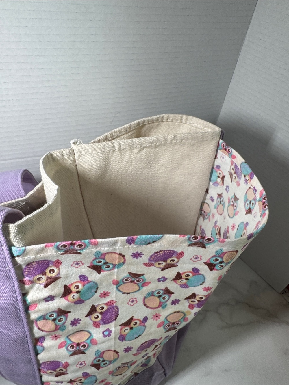 New Trader Joe’s Large Lavender Canvas Tote Bag with Custom Side Pockets - Picture 12 of 17